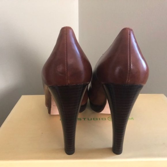 Max Studio Upton Women's Leather Platform Heels Cuoio-BC Brown 8.5 - Picture 4 of 6